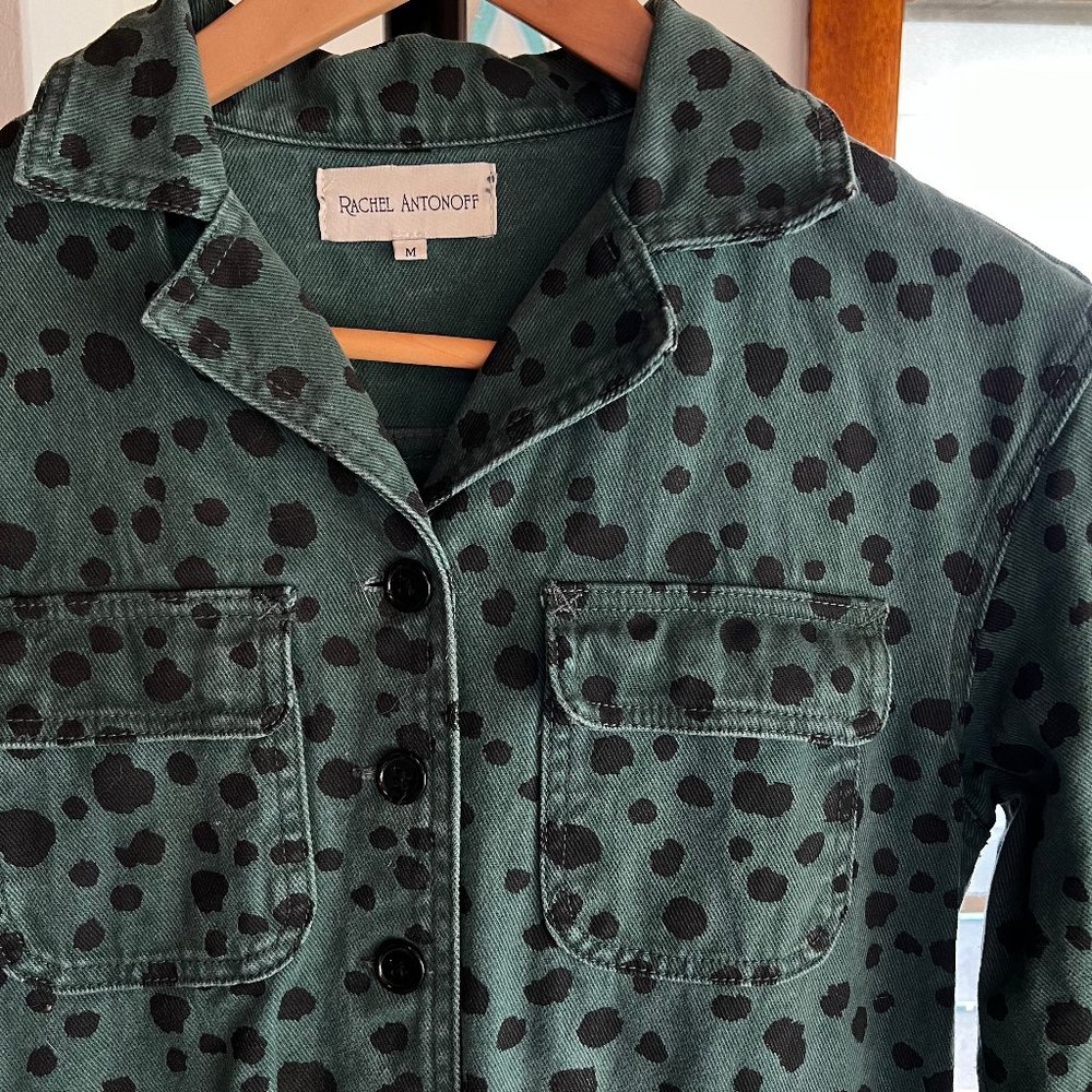 SOLD - Rachel Antonoff Ziggy Jumpsuit in Green Dalmatian.